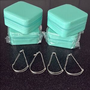 4 Sterling Silver Bracelets + 4 Travel Jewelry Cases, Bridesmaid Gift Set Bundle